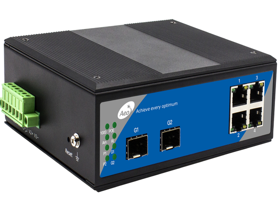 পরিচালিত রিং লুপ SFP ফাইবার সুইচ 2 গিগাবিট SFP স্লট + 4 গিগাবিট ইথারনেট পোর্ট
