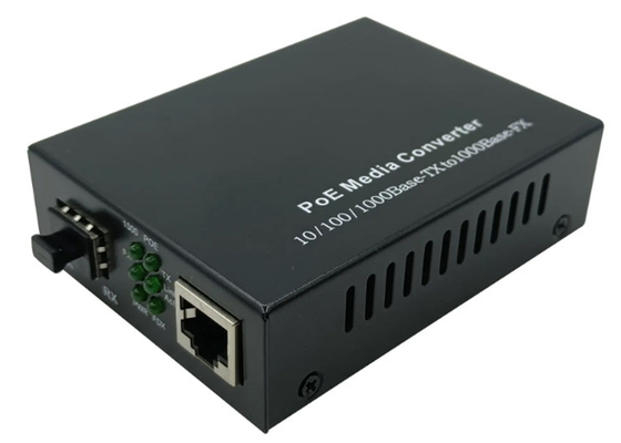 10/100/1000Mbps SFP POE ফাইবার মিডিয়া কনভার্টার 1 PoE পোর্ট এবং 1 SFP স্লট সহ