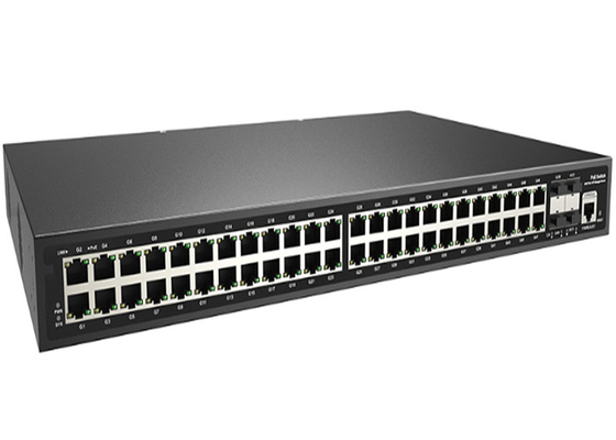 48x10/100/1000M RJ45 সহ সম্পূর্ণ গিগাবিট 52 পোর্ট L2+ পরিচালিত 48 পোর্ট POE সুইচ