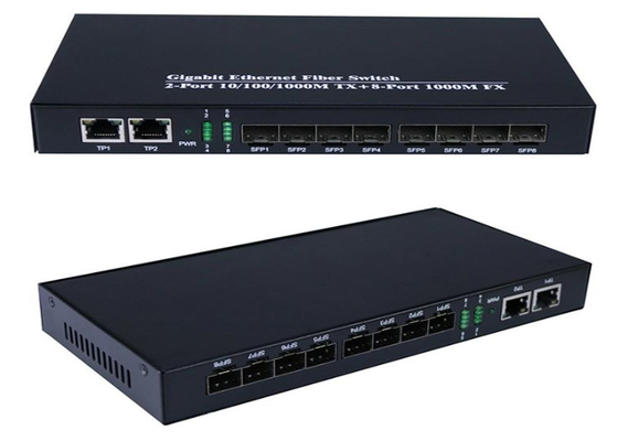 গিগাবিট ইথারনেট ফাইবার সুইচ 1.25Gbps 8 এসএফপি ফাইবার পোর্ট এবং 2 আরজে 45 পোর্ট