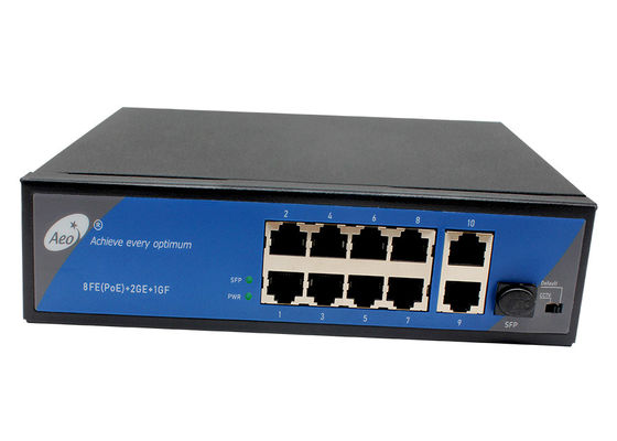 IP40 ইথারনেট ফাইবার সুইচ ইন্ডাস্ট্রিয়াল 1 গিগাবিট SFP এবং 2 গিগাবিট আপলিঙ্ক পোর্ট এবং 8 10/100M POE পোর্ট