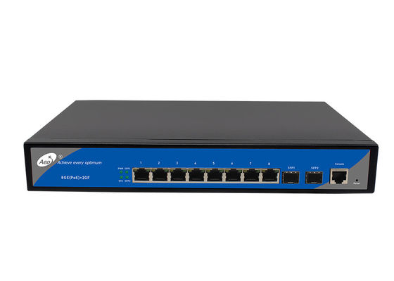 IP30 8 পোর্ট পরিচালিত গিগাবিট সুইচ 8 POE পোর্ট 2 এসএফপি স্লট