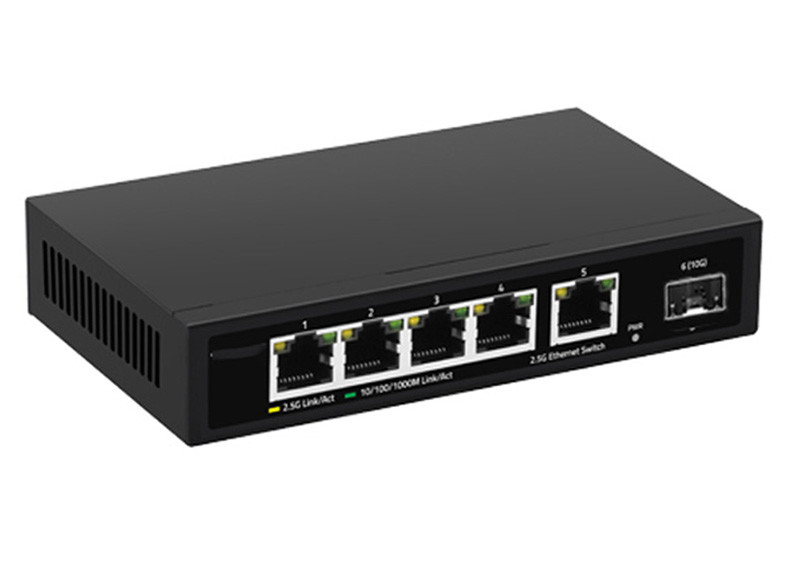 DC12V ইথারনেট ফাইবার সুইচ 5 পোর্ট 2.5 জি সুইচ 10G SFP+ আপলিঙ্ক সহ