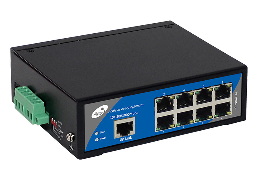 8x100M POE পোর্ট + 1x100Mbps RJ45 আপলিঙ্ক পোর্ট সহ ইন্ডাস্ট্রিয়াল 8 পোর্ট POE সুইচ